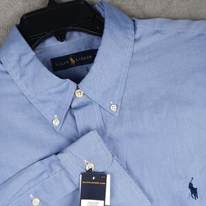 Ralph Lauren Men's XL Blue Classic Long Sleeve Button Down Casual Shirt NWT
